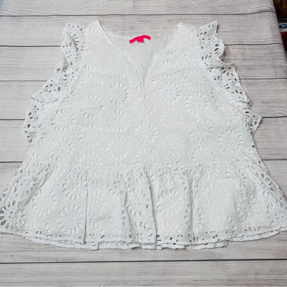 Lilly Pulitzer Tops - Lilly Pulitzer White Eyelet Blouse